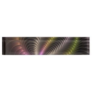Porte-nom Pour Bureau Abstrait brillant Trippy coloré 3D Fractal Art