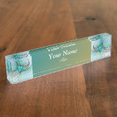 Porte-nom Pour Bureau Abstrait De Bleu, Art Fractal Moderne (Taille)