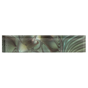 Porte-nom Pour Bureau Abstrait Olive Sage Green Grey Fractal Art Imagina
