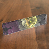 Porte-nom Pour Bureau Abstrait Purpur moderne Khaki Gris Fleur fractale (Taille)