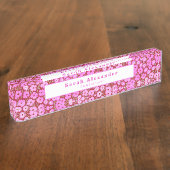 Porte-nom Pour Bureau Accessoires de bureau floral rose Nouveau cadeau d (Taille)
