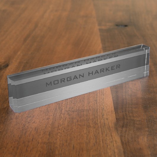 Porte-nom Pour Bureau Acier brossé (Taille)