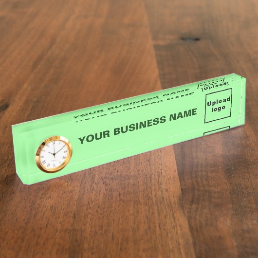 Porte-nom Pour Bureau Acrylique Vert Clair Avec Horloge (Taille)