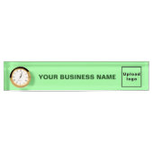 Porte-nom Pour Bureau Acrylique Vert Clair Avec Horloge (Devant)