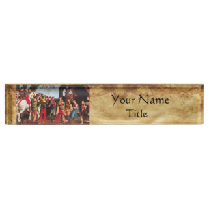 PORTE-NOM POUR BUREAU ADORATION DU PARCHEMENT DE LA NATIVITÉ MAGI