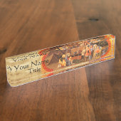 PORTE-NOM POUR BUREAU ADORATION DU PARCHEMENT DE LA NATIVITÉ MAGI (Taille)