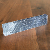 Porte-nom Pour Bureau Agate bleue cristallisée | Pierre marbrée en ardoi (Taille)