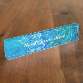 Porte-nom Pour Bureau Agate folle élégante 2 de dentelle - Aqua bleu (Taille)