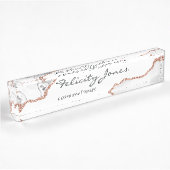 Porte-nom Pour Bureau Agate or rose gold et blanc