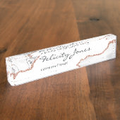 Porte-nom Pour Bureau Agate or rose gold et blanc (Taille)