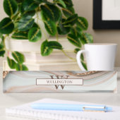 Porte-nom Pour Bureau Agate Pierre Marbre Nom du monogramme