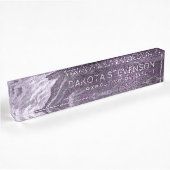 Porte-nom Pour Bureau Agate violette cristallisée | Moody Marbled Stone