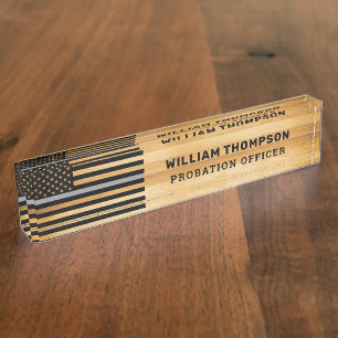Porte-nom Pour Bureau Agent Correctionnel rustique Bois mince de ligne g
