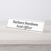 Porte-nom Pour Bureau Agent de banque White (Devant)