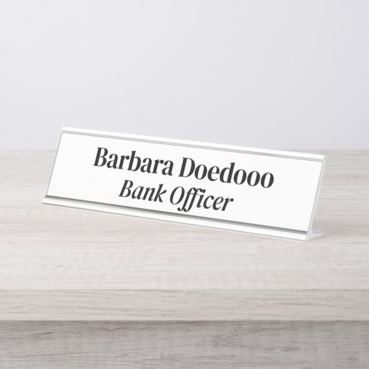 Porte-nom Pour Bureau Agent de banque White (Devant)