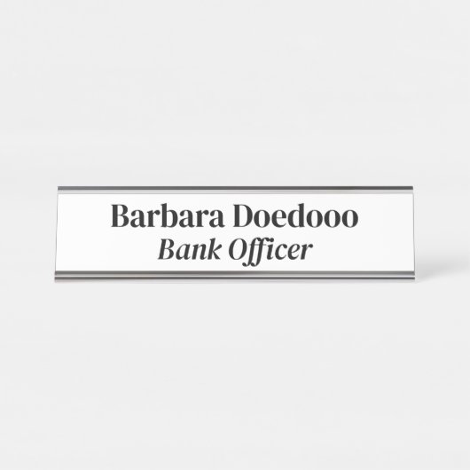 Porte-nom Pour Bureau Agent de banque White (Devant)