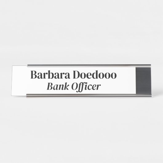 Porte-nom Pour Bureau Agent de banque White (Devant)
