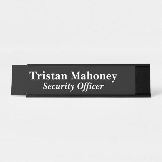 Porte-nom Pour Bureau Agent de sécurité noir (Devant)