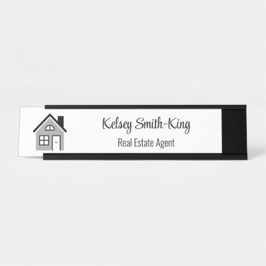 Porte-nom Pour Bureau Agent immobilier moderne minimal (Devant)