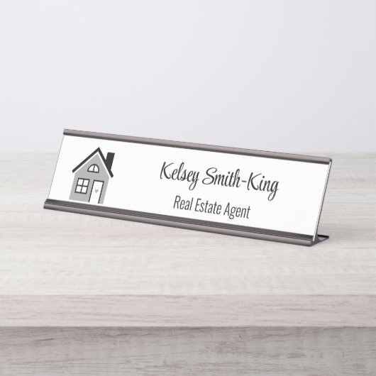 Porte-nom Pour Bureau Agent immobilier moderne minimal (Devant)