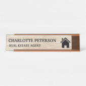 Porte-nom Pour Bureau Agent immobilier Rustic Wood Arrière - plan (Devant)