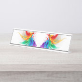 Porte-nom Pour Bureau Ailes fluffy arc-en-ciel (Devant)