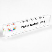 Porte-nom Pour Bureau Ailes fluffy arc-en-ciel