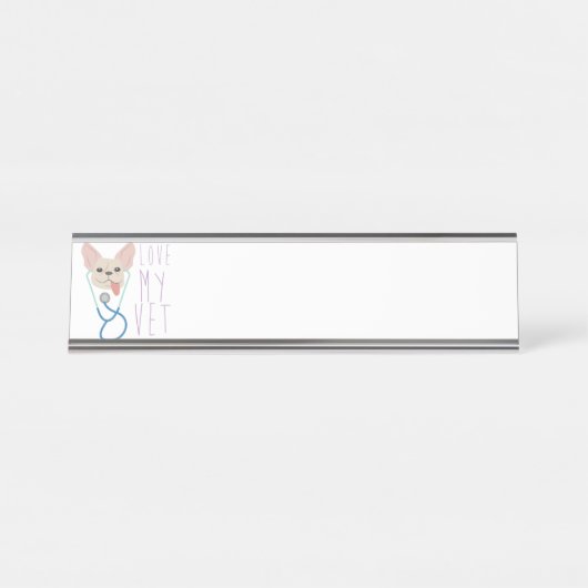 Porte-nom Pour Bureau Aimer mon vétérinaire (Devant)