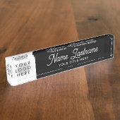 Porte-nom Pour Bureau Ajouter Logo Script Calligraphie Titre Noir modern (Taille)