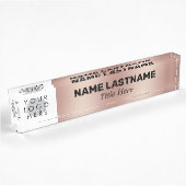 Porte-nom Pour Bureau Ajouter Logo Stylis Nom Titre Simple Bold Rose Gol