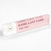 Porte-nom Pour Bureau Ajouter un logo Simple Blush Rose Titre de nom