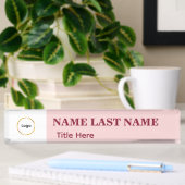 Porte-nom Pour Bureau Ajouter un logo Simple Blush Rose Titre de nom