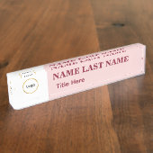 Porte-nom Pour Bureau Ajouter un logo Simple Blush Rose Titre de nom (Taille)