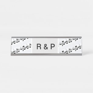 Porte-nom Pour Bureau Ajoutez votre nom couple notes de musique rythme m