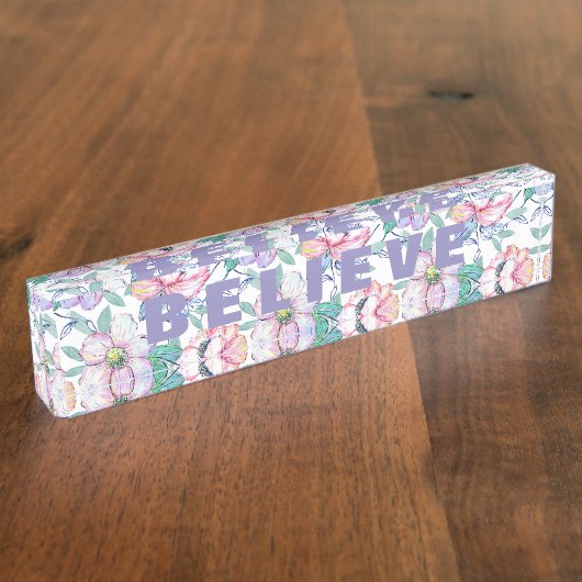 Porte-nom Pour Bureau Ambiance romantique aquarelle fleurs peintures à l (Taille)