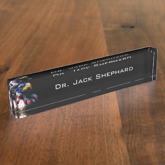 Porte-nom Pour Bureau Américain patriote Eagle (Taille)