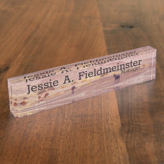 Porte-nom Pour Bureau American Desert Horses P8670 (Taille)