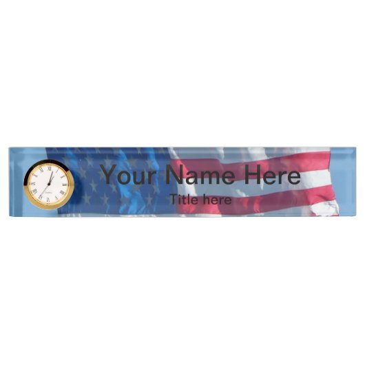 Porte-nom Pour Bureau American Flag (Devant)