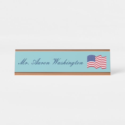 Porte-nom Pour Bureau American Flag Name Plate  (Devant)