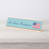 Porte-nom Pour Bureau American Flag Name Plate  (Devant)