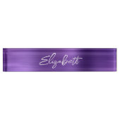 Porte-nom Pour Bureau Amethyst Purple Foil Script moderne (Devant)