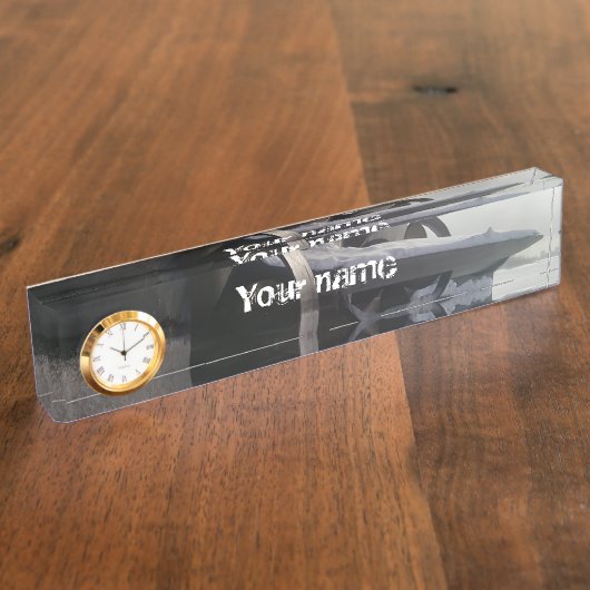 Porte-nom Pour Bureau Ancien sous-marin dans la neige (Taille)