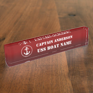 Porte-nom Pour Bureau Ancre et corde Capitaine et bateau