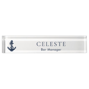 Porte-nom Pour Bureau Ancre et équipage de bateau bleu marine nautique