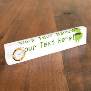 Porte-nom Pour Bureau Android Robot Moustache