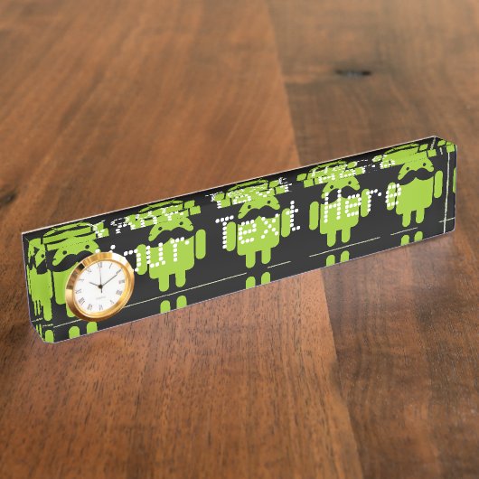 Porte-nom Pour Bureau Android Robot Moustache (Taille)