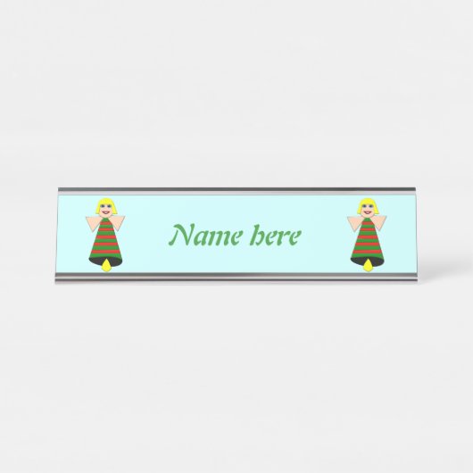 Porte-nom Pour Bureau Ange de Noël Bell Personnalisé (Devant)