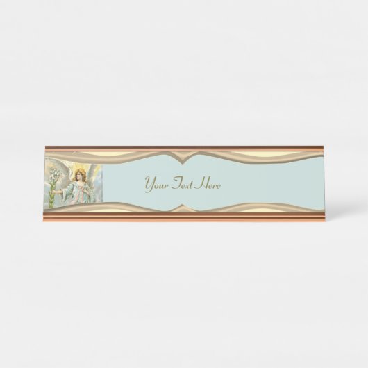 Porte-nom Pour Bureau Ange en bleu (Devant)