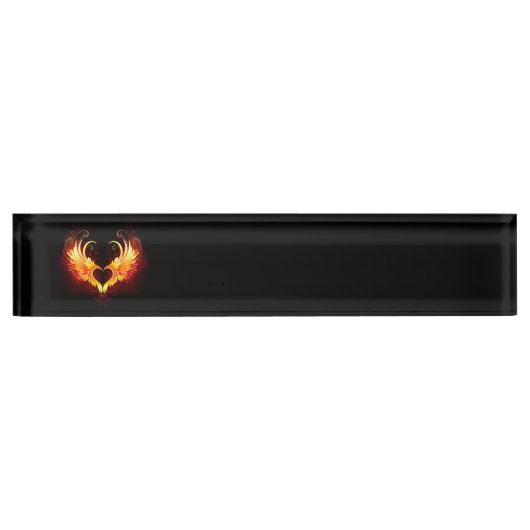 Porte-nom Pour Bureau Angel Fire Heart with Wings (Devant)
