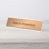 Porte-nom Pour Bureau Angle de brillance en cuivre (Devant)